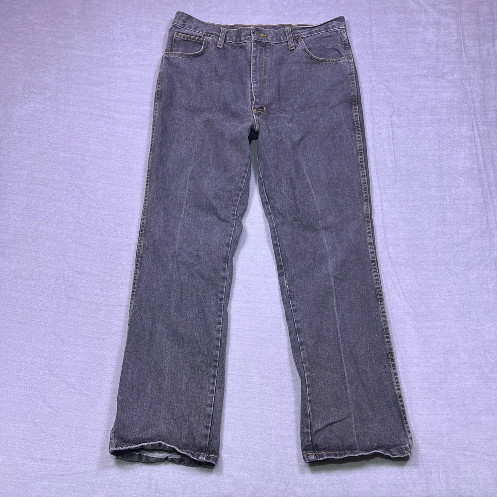 Vintage Mens Gray Wash Denim Jeans 36x30 Straight Leg‎ Made in USA Casual